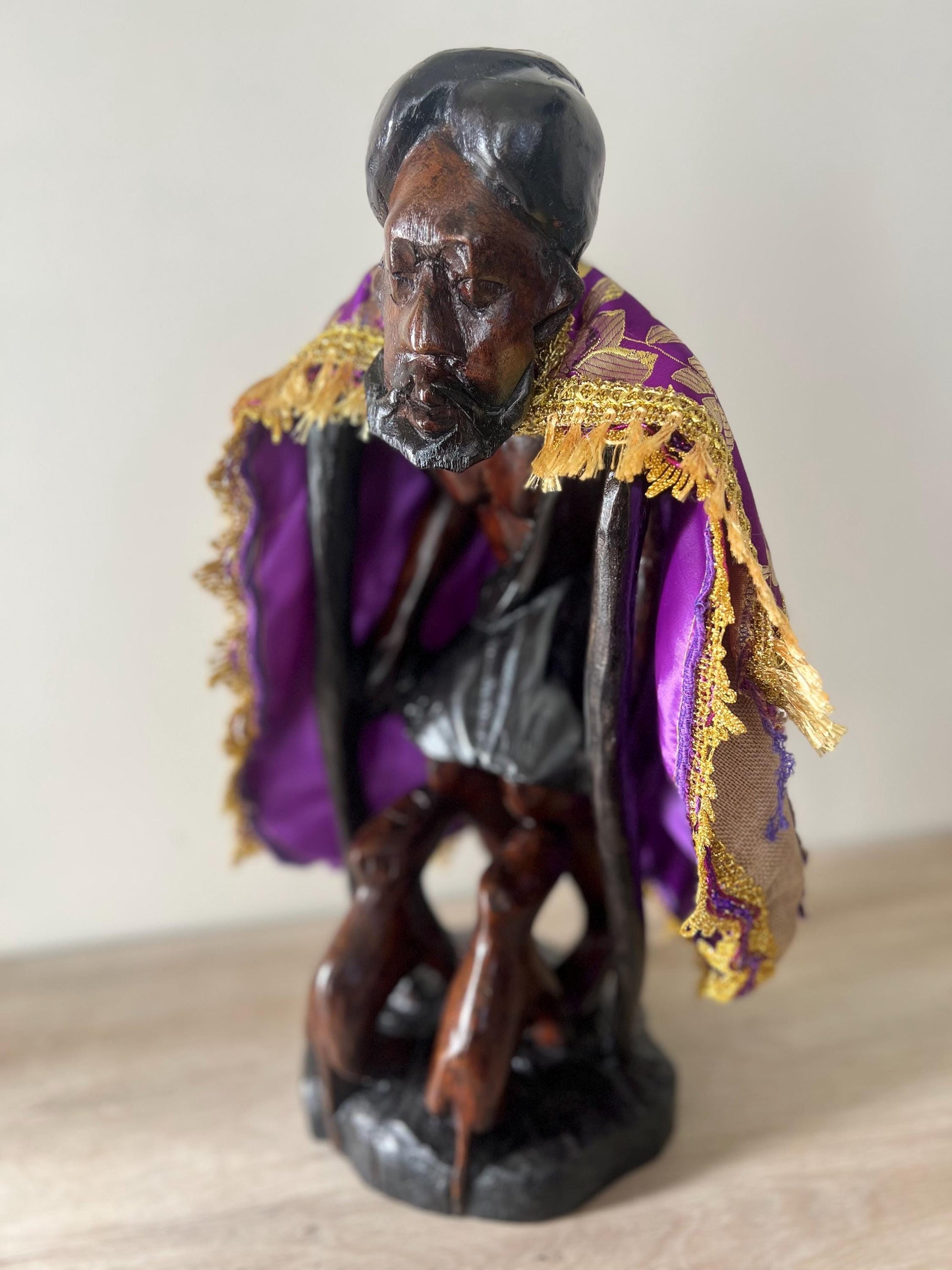 Hand Carved Wooden San Lazaro Statue (Babalu Aye/Asojano)