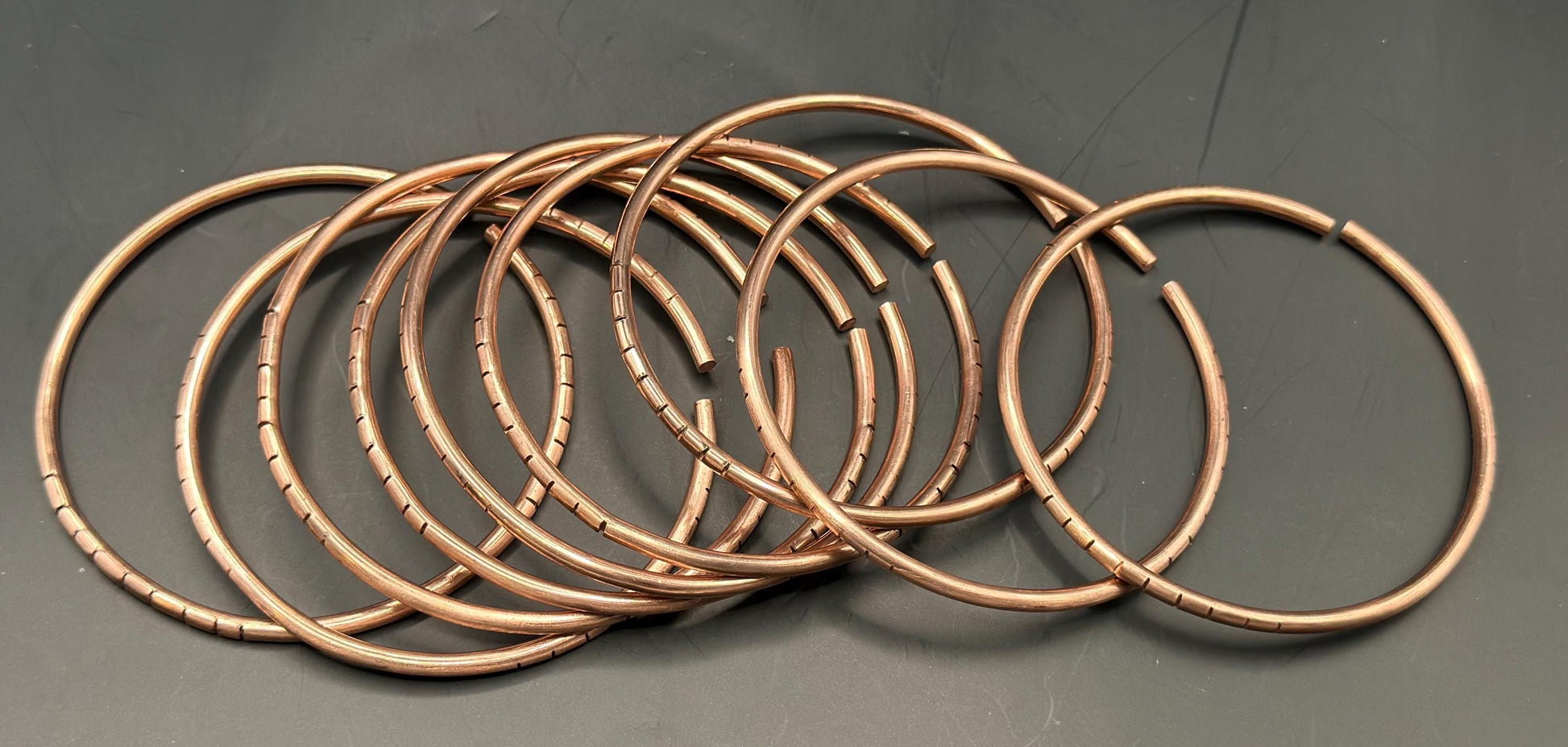 Handmade Orisha Bangles Set: Copper, Brass, Silver, 8ga Thick