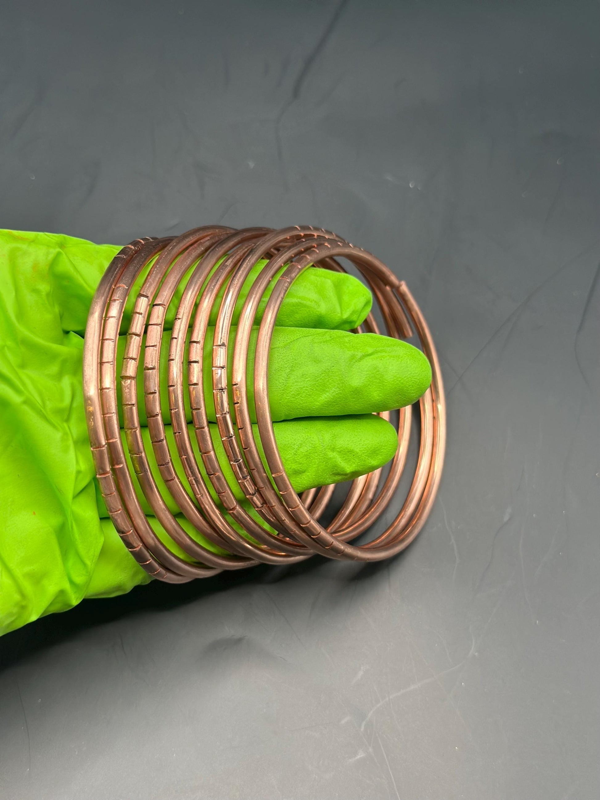 Handmade Pure Copper Oya Bangles - Traditional 8 Gauge Set
