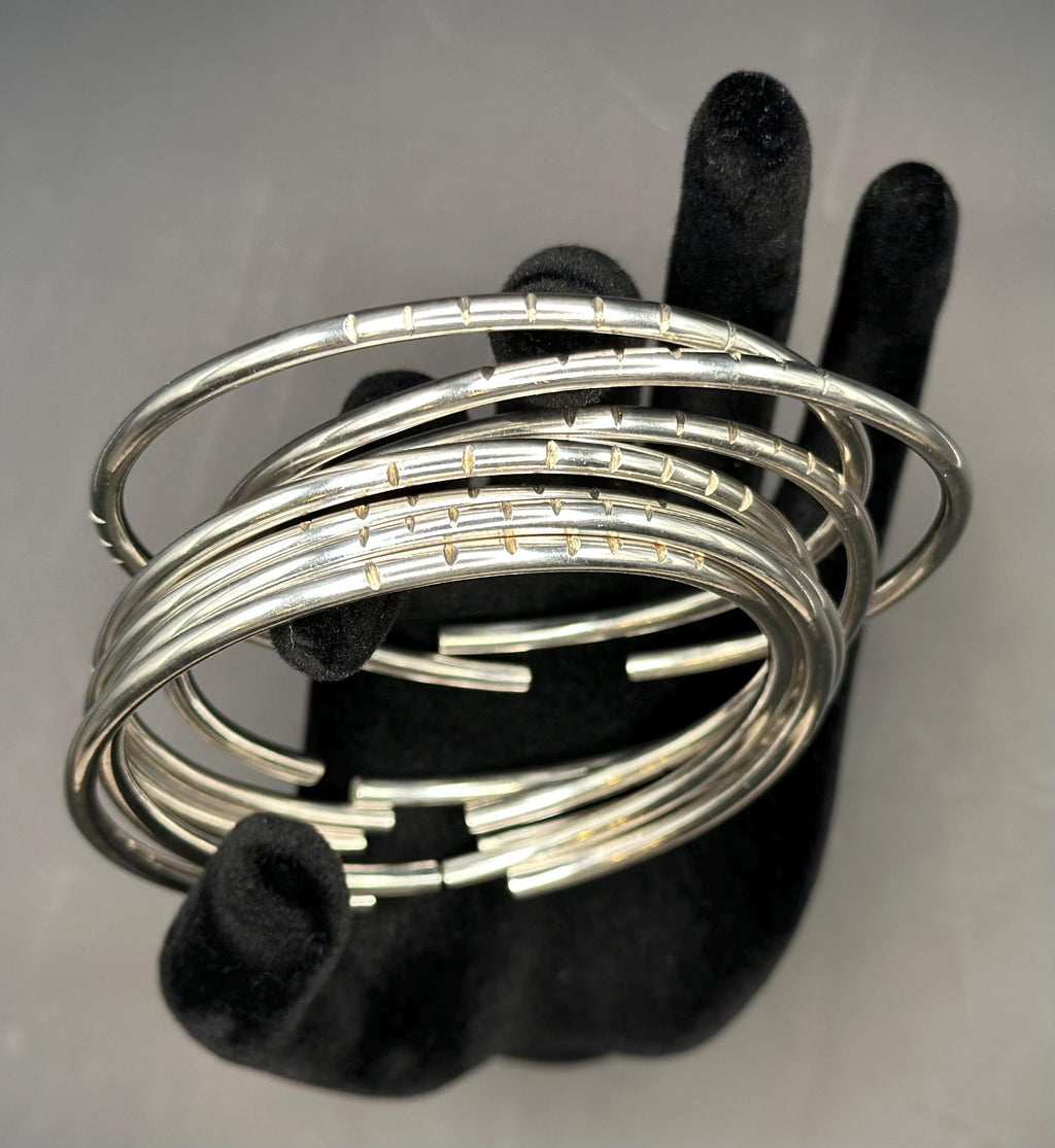 Handmade Orisha Bangles Set: Copper, Brass, Silver, 8ga Thick