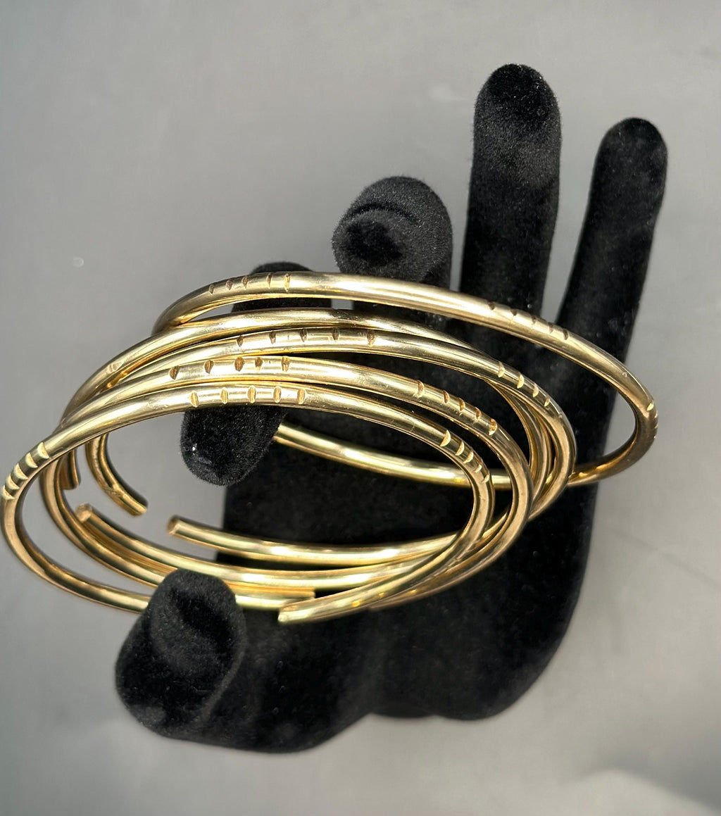 Handmade Orisha Bangles Set: Copper, Brass, Silver, 8ga Thick