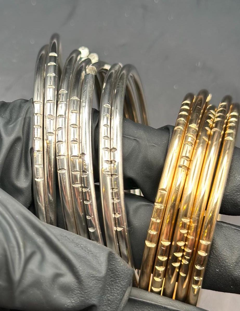 Handmade Orisha Bangles Set: Copper, Brass, Silver, 8ga Thick