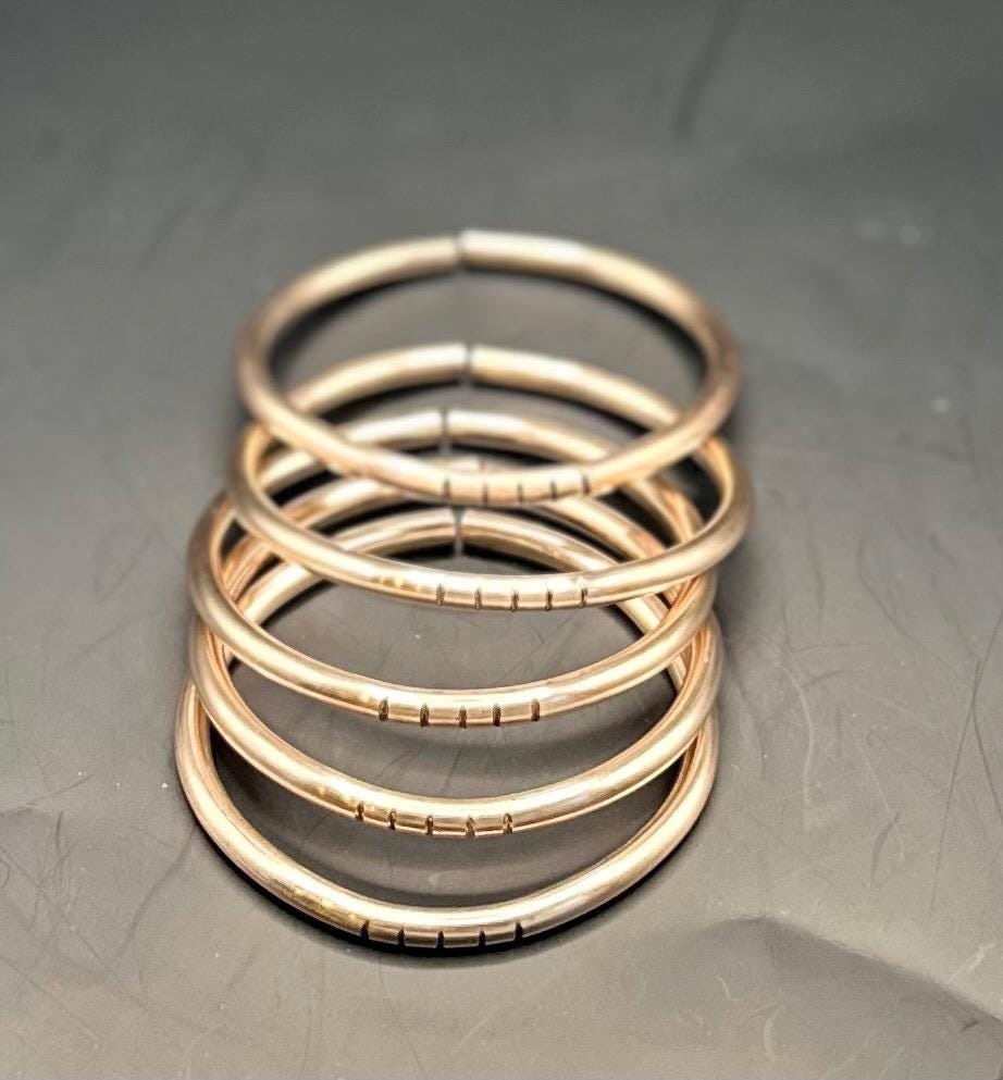 Oshun Bronze Bangle Set of 5: Handmade Orisha Jewelry 6gauge Thickness