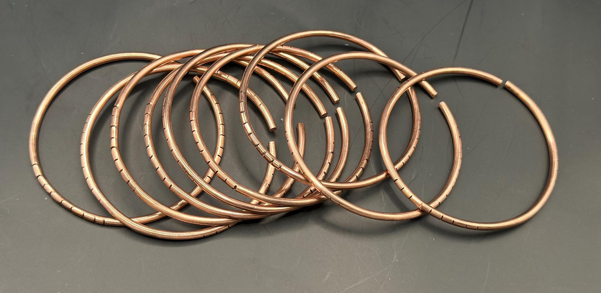 Handmade Pure Copper Oya Bangles - Traditional 8 Gauge Set