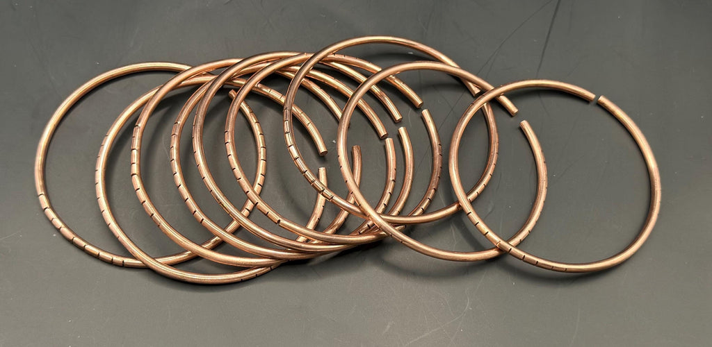 Handmade Pure Copper Oya Bangles - Traditional 8 Gauge Set