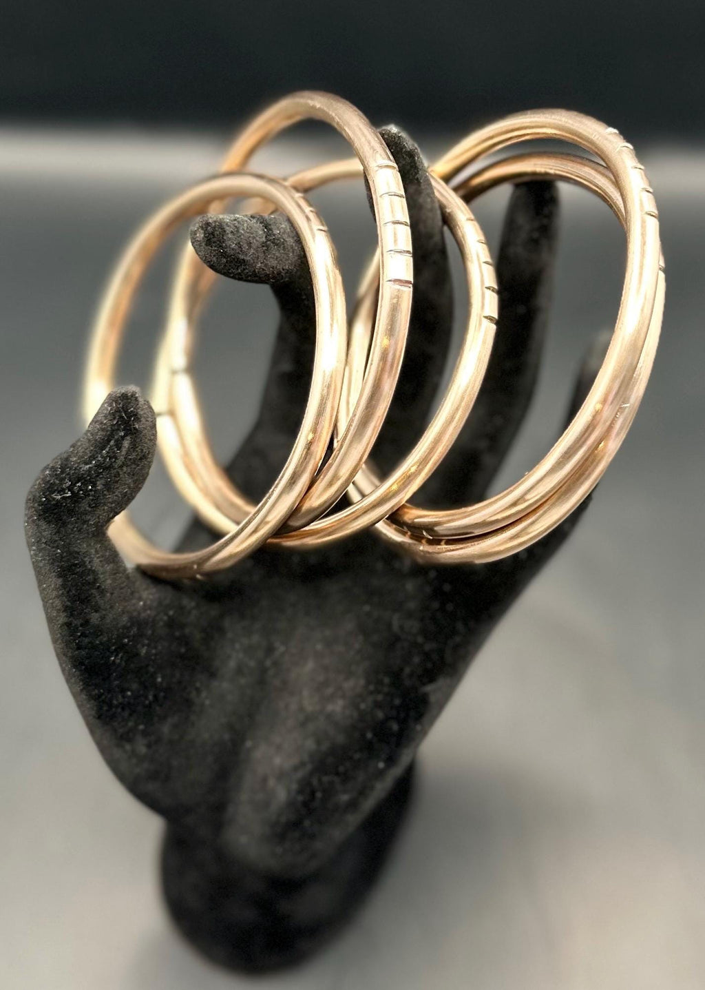 Handmade Bronze Oshun Bangles - Set of 5. 4gauge thickness.