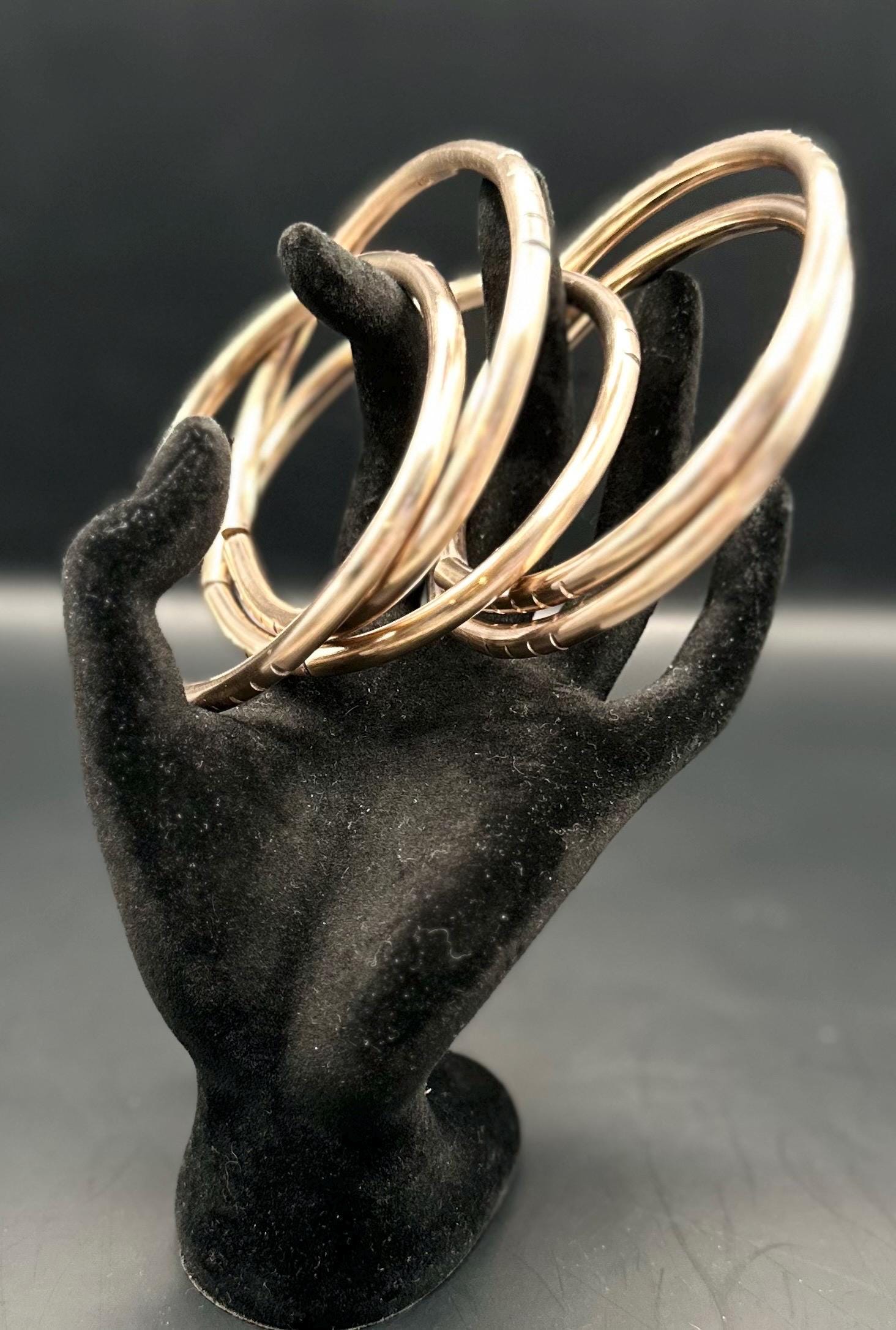 Oshun Bronze Bangle Set of 5: Handmade Orisha Jewelry 6gauge Thickness