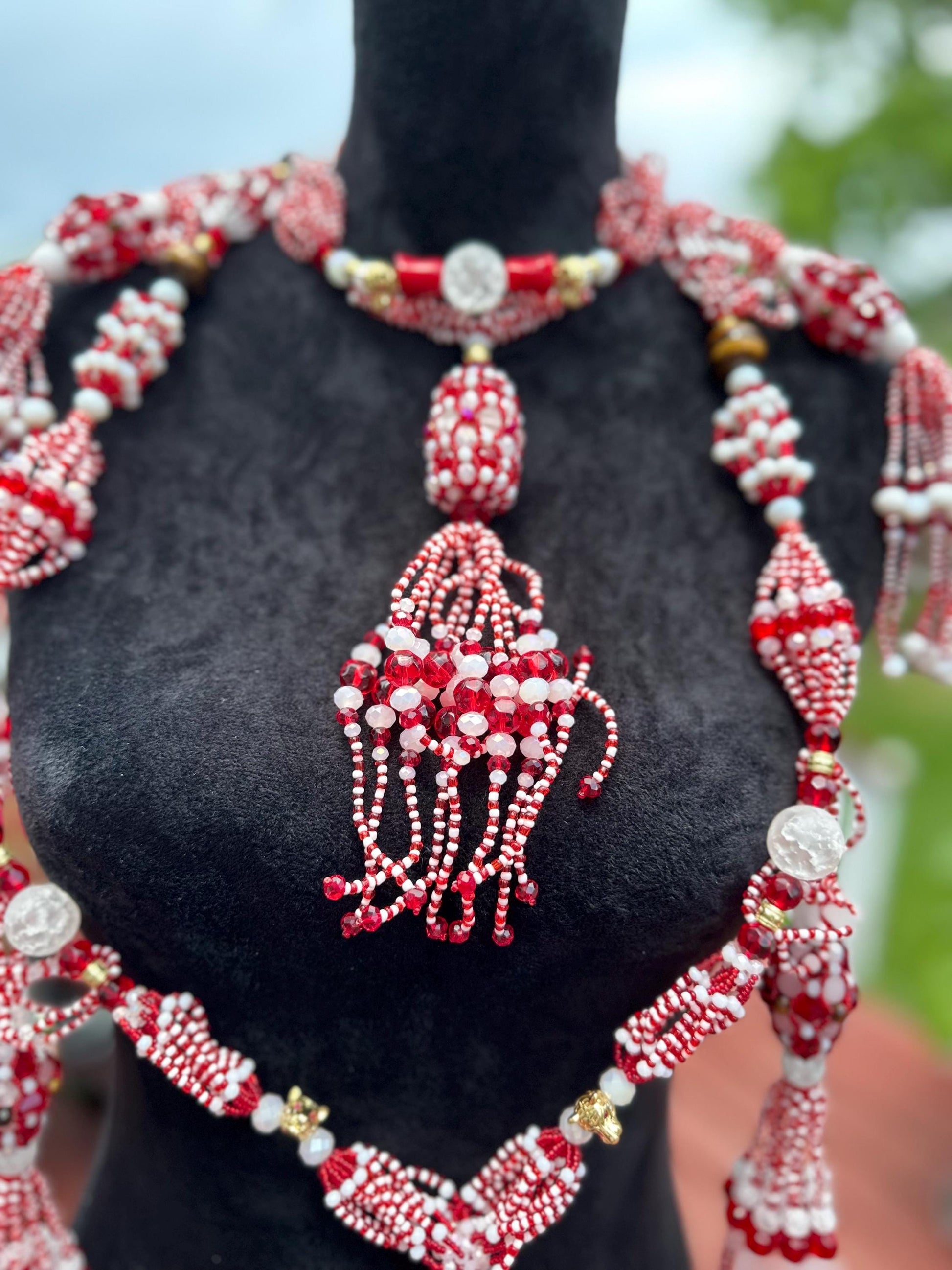 Handmade Shango Mazo: Tiger's Eye, Crystals & Murano Beads