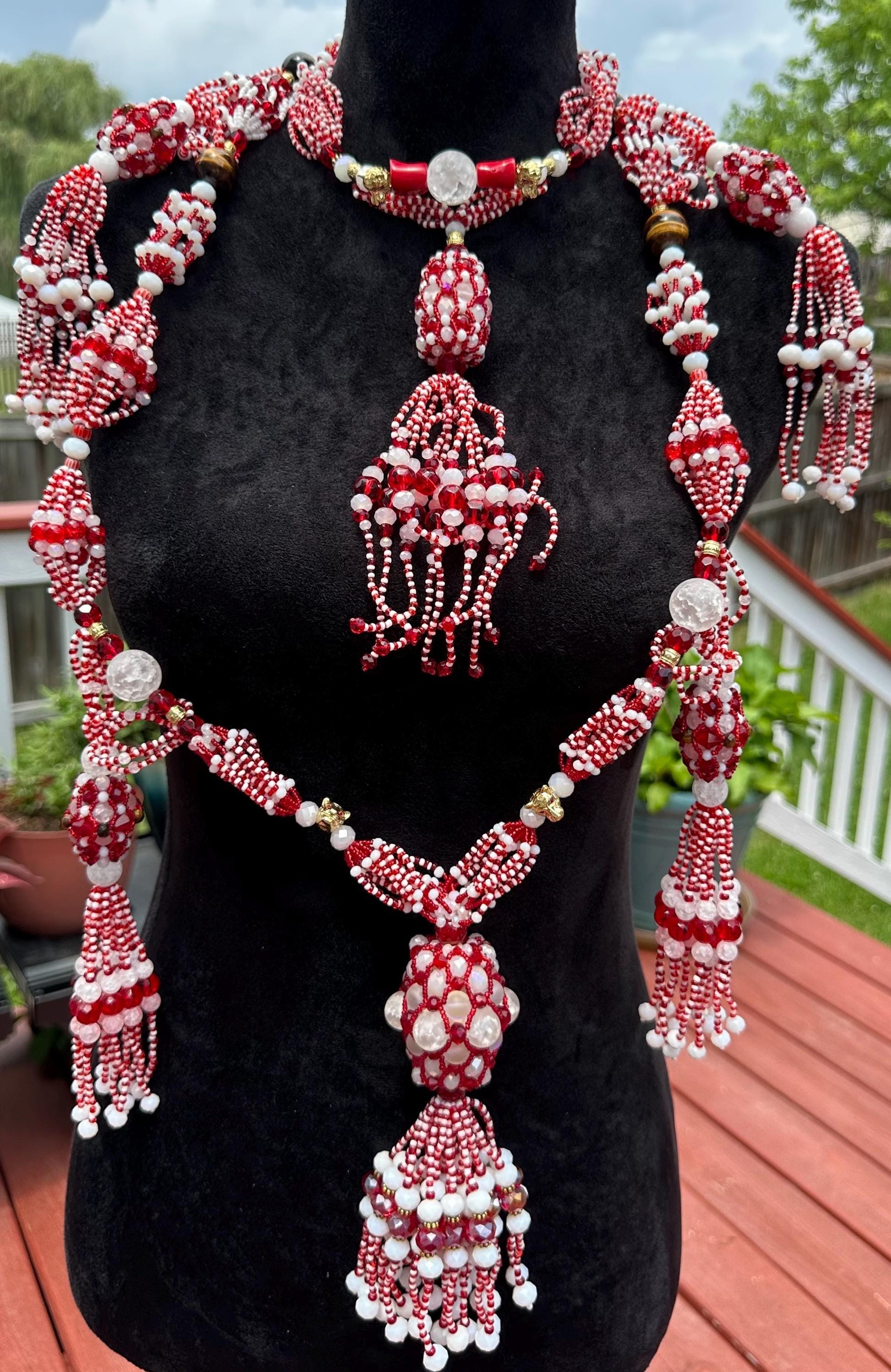 Handmade Shango Mazo: Tiger's Eye, Crystals & Murano Beads