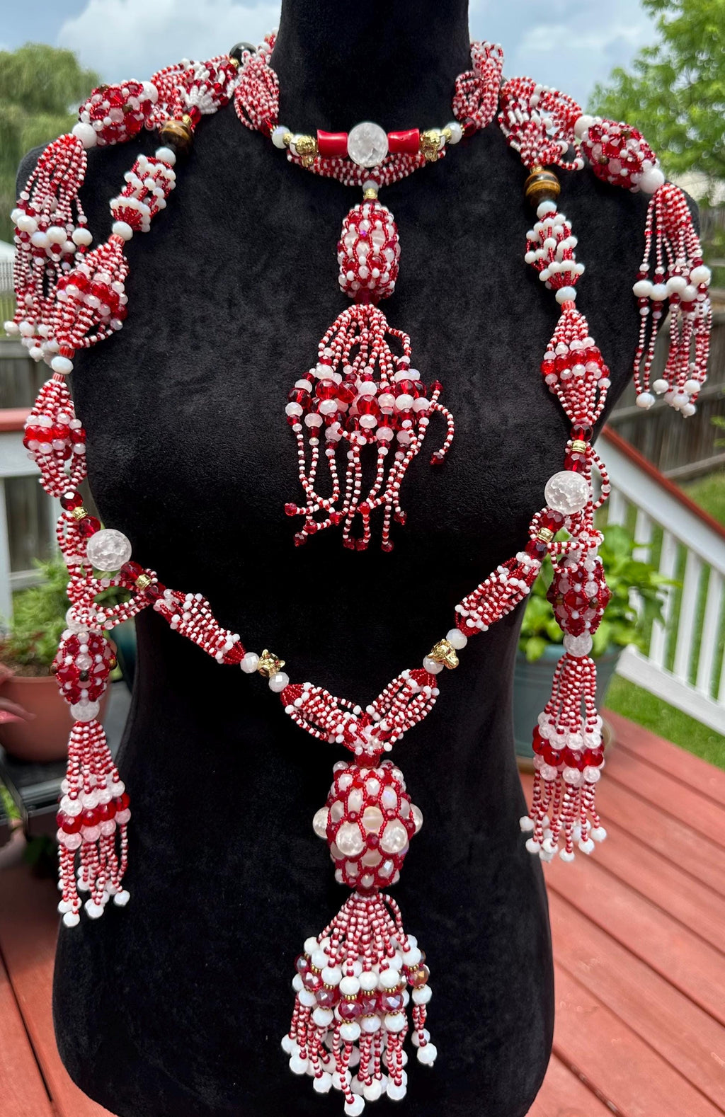 Handmade Shango Mazo: Tiger's Eye, Crystals & Murano Beads
