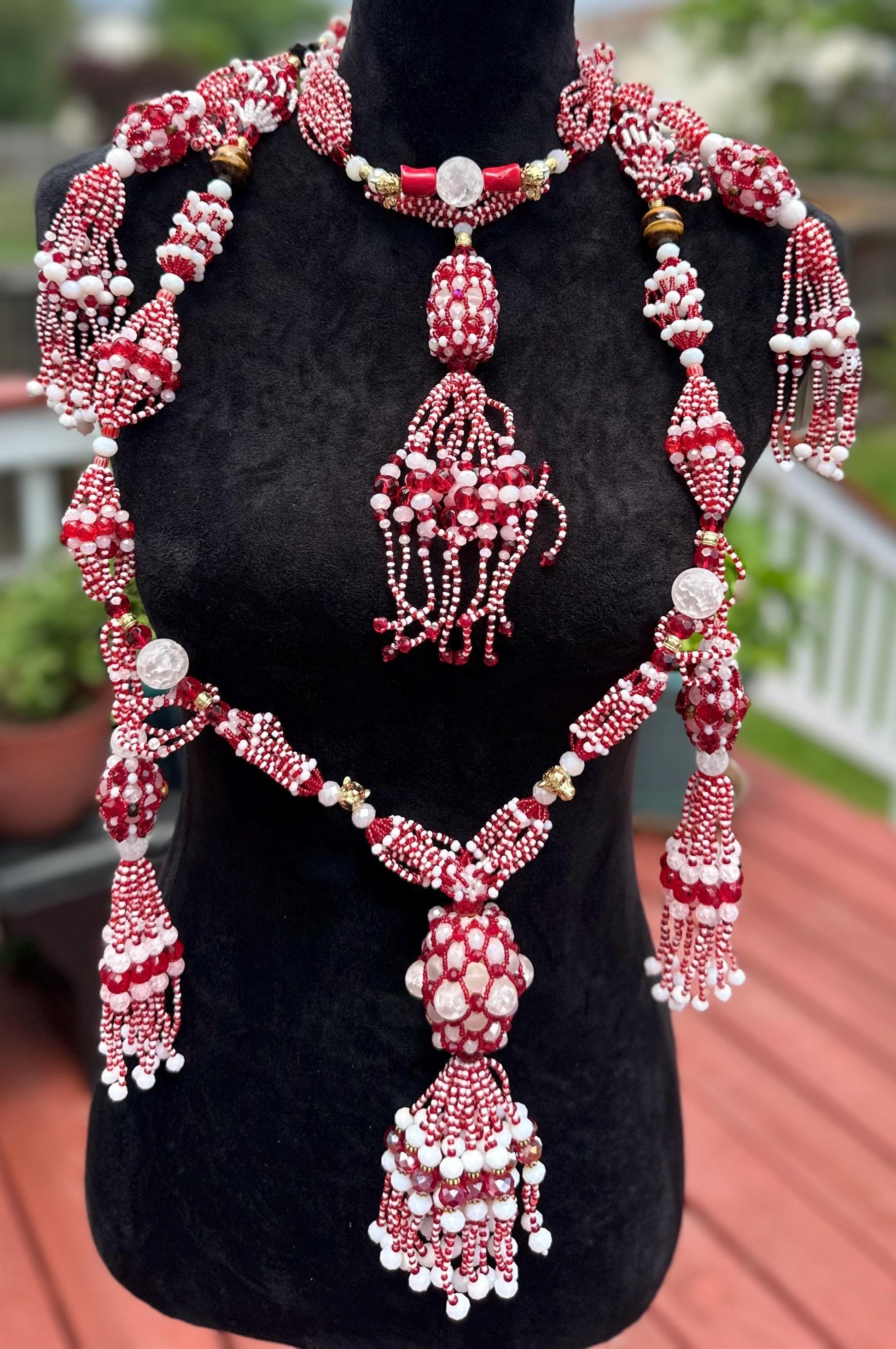 Handmade Shango Mazo: Tiger's Eye, Crystals & Murano Beads