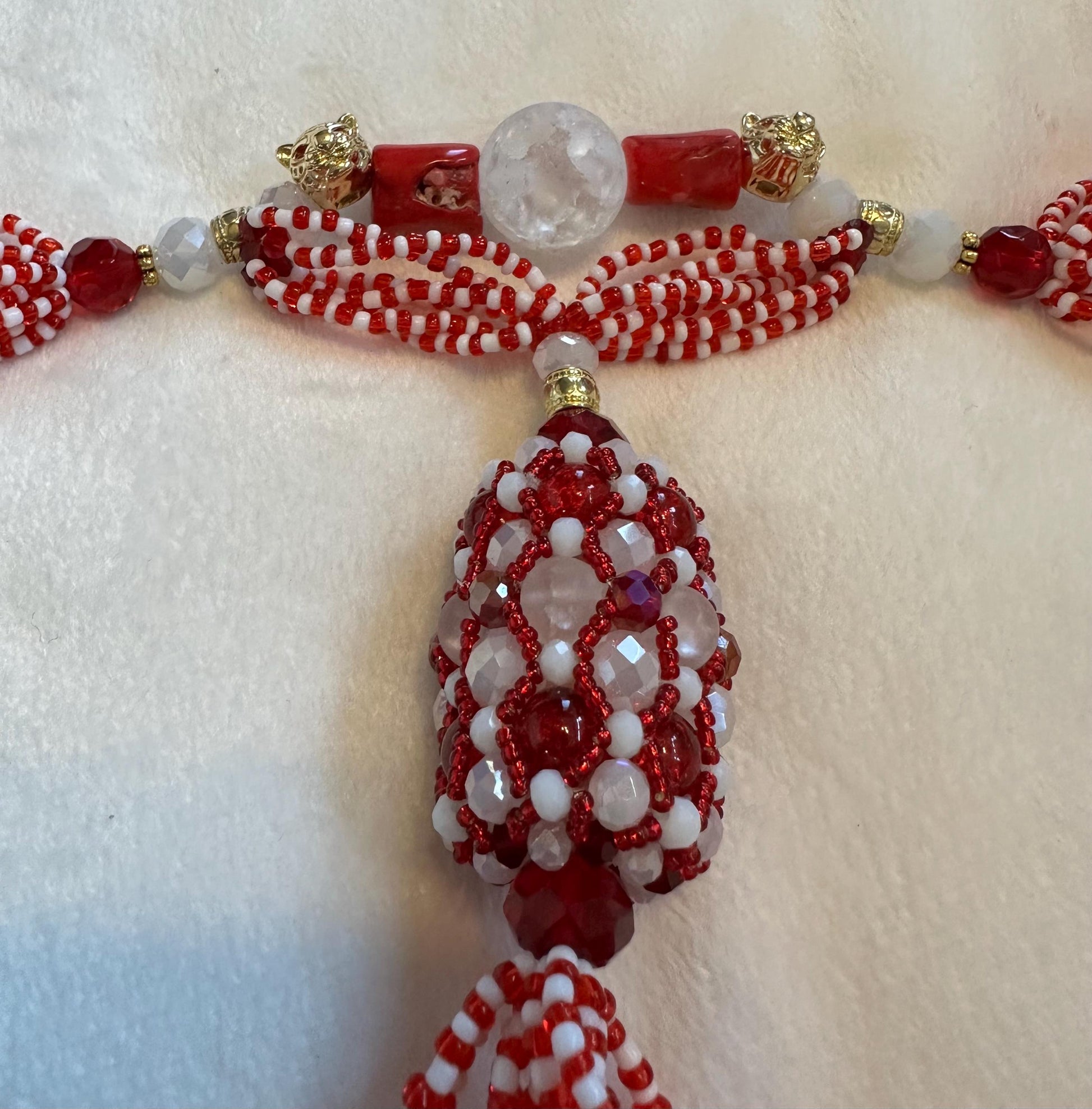 Handmade Shango Mazo: Tiger's Eye, Crystals & Murano Beads