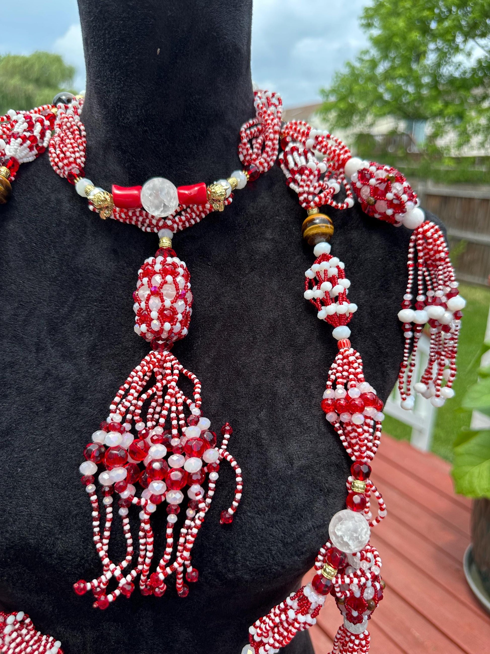 Handmade Shango Mazo: Tiger's Eye, Crystals & Murano Beads