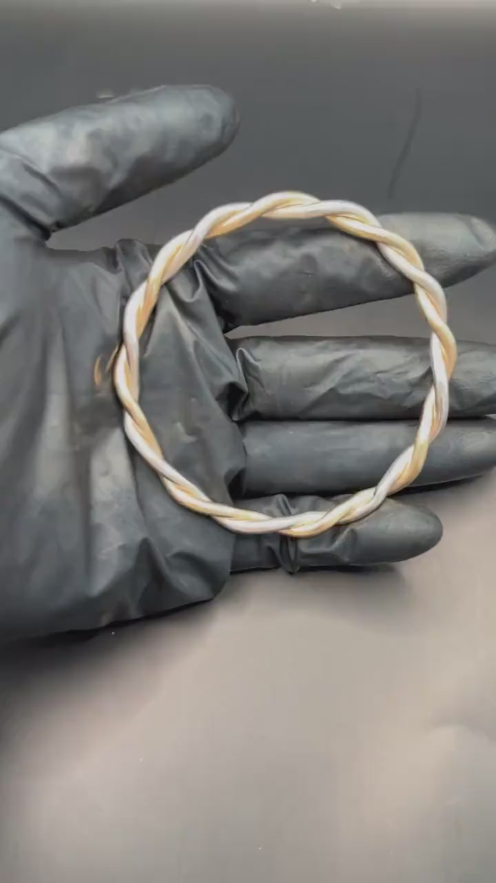 Handmade Two Waters Bangle: .999 Silver & Brass, Oshun Yemayá Jewelry