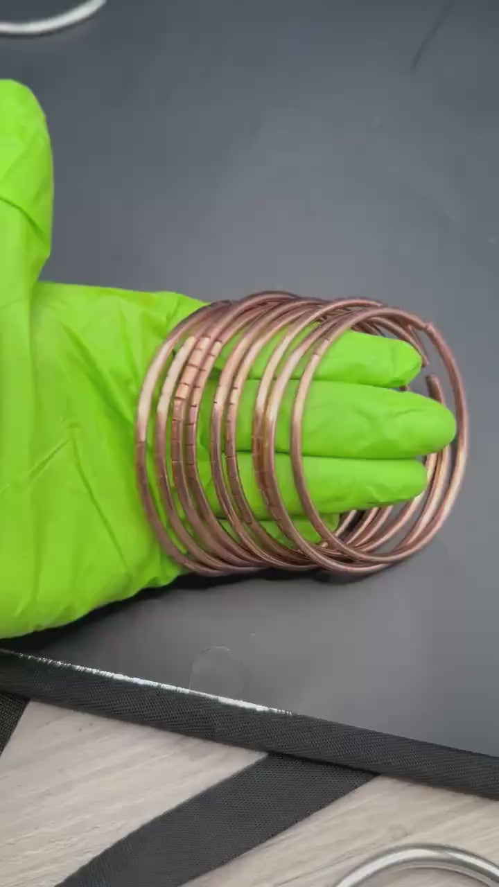 Handmade Pure Copper Oya Bangles - Traditional 8 Gauge Set