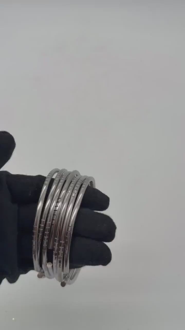 Manillas para Yemaya en Acero Inoxidable - Set de 7 gruesor Tradicional / Stainless Steel Yemaya Bangle set - Set of 7 traditional thick