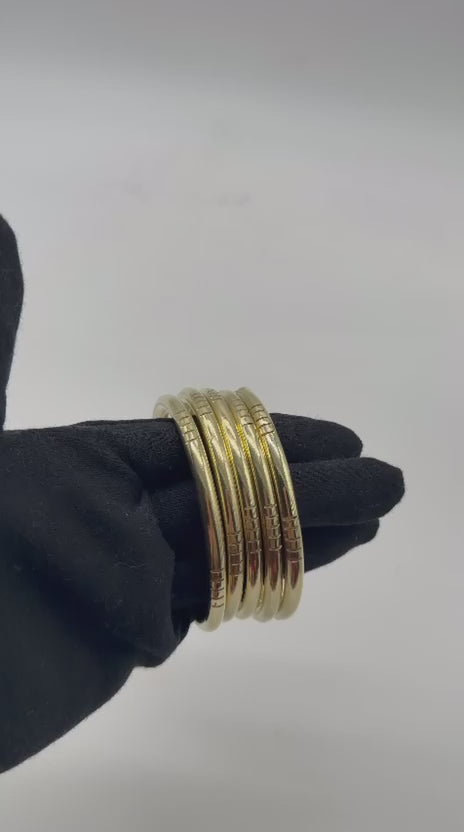 SET OF 5 - Handmade Brass Oshun Bangles / Manillas de Oshund de Latón Hechas a Mano
